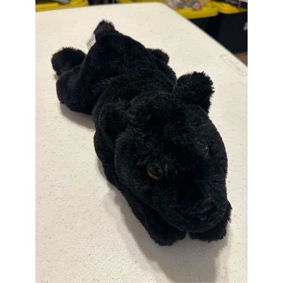FAO Schwarz Black Adopt A Wild Pal Lying Black Panther Plush Stuffed Animal 15" - Picture 2 of 7